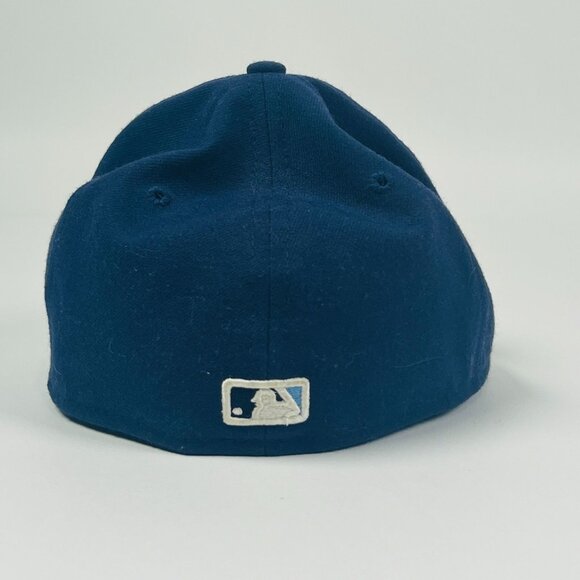 New Era Vintage Style MLB Tampa Bay Rays Baseball Hat Fitted Navy Blue TB Cap - Picture 2 of 5